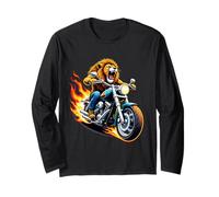 Lion Riding a Motorcycle Design Funny Lion Long Sleeve T-Shirt