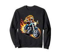 Lion Riding a Motorcycle Design Funny Lion Sweatshirt