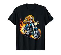Lion Riding a Motorcycle Design Funny Lion T-Shirt