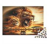 Lion Roar Safari 1000 Piece Educational Game: Lions in Savanna Sunset for Adults Teens Premium 100% Recycled Board 52x38cm/1000pcs