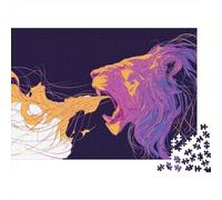 Lion Roar Wall Art Print-1 Jigsaw Puzzles Puzzle for Adults Kids. 1000 Pieces Whimsical Challenge Toy Educational Games Home Decoration for Educational Games Gifts 70x50cm/1000pcs