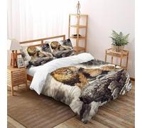 Lion Rock Bedding Set 3D Digital Printing Animal Themes Wildlife Duvet Cover Set Chic Breathable Comforter Cover Girl Woman with Pillow Super King（260x220cm）