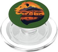 Lion Safari Sunset Big 5 African Game Reserve Adventure PopSockets PopGrip for MagSafe
