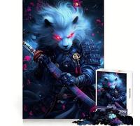 Lion Samurai with Glowing Red Eyes Animal Hard Jigsaw Puzzle for Adults 1000 Pieces Recall Boost Accurate Cut Real Challenge Home Art (38x52cm)