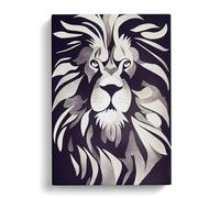 Lion Scandinavian Canvas Print | Gallery Wrapped 30mm Frame Wall Art | 30x20 inches | Ready to Hang | Scandinavian Animals Picture | Living Room Bedroom Lounge Office