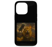 Lion Selfie T-Rex Dinosaur Chase Funny Humor Case for iPhone 13 Pro