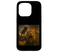 Lion Selfie T-Rex Dinosaur Chase Funny Humor Case for iPhone 15 Pro