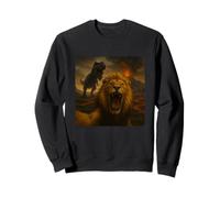 Lion Selfie T-Rex Dinosaur Chase Funny Humor Sweatshirt