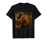 Lion Selfie T-Rex Dinosaur Chase Funny Humor T-Shirt