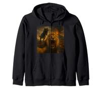 Lion Selfie T-Rex Dinosaur Chase Funny Humor Zip Hoodie
