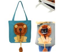 Lion Shaped Dog Bag, Lion Shaped Dog Carrying Bag, Cute Lion Shape Breathable Backpack, Large Capacity Breathable, Suitable for Carrying Cats and Dogs Walks Travels (Lake Blue, Small)