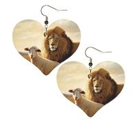 Lion sheep Leather Earrings for Women Heart Dangle Earrings Lightweight Drop Earring Jewelry Gift