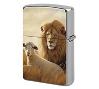 Lion Sheep Lighter Case Classic Pocket Lighter Cover Windproof Flip-Top Metal Lighters Sleeve Double-Sided Lighters Covers for Men Women