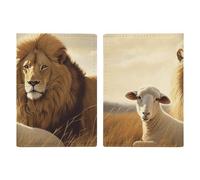 Lion Sheep Passport Holder, ID Card Protector Case Passport Holder with Slot Passports Travel Wallet Document Cover for Women And Men