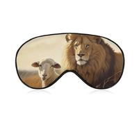 Lion Sheep Sleep Mask for Women Men Side Sleeper Eye Cover with Adjustable Strap Soft Breathable Blackout Mask Slip-Free Deep Sleeping Travel Essentials