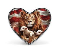 Lion Sheep U.S.A. Flag Cute Brooch Badge Heart Shape Pin Hat Clothing Jewelry Accessories Gifts for Wedding Party