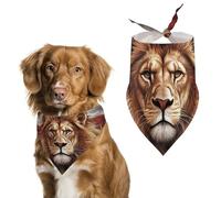 Lion Sheep U.S.A. Flag Cute Dog Bandanna Scarf Printed Adjustable Triangle Pet Kerchief for Dogs And Cats