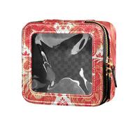 Lion Simple Line Art Heart Valentine's Day Clear Mini Makeup Bag Toiletry Bags Small Cosmetic Bag for Purse for Traveling
