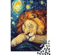 Lion Sleeping Under Starry Night_2 Jigsaw Puzzle 1000 Pieces, Lion Themed Puzzle for Adults, Birthday, 38x26cm/1000pcs