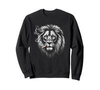 Lion Smoking, Edgy Funny Boss Ironic Rebel Punk Black Sweatshirt