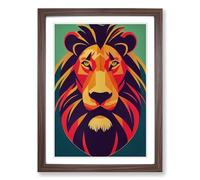 Lion Soviet Art Vol.2 Framed Wall Art Print, Ready to Hang Picture for Living Room Bedroom Home Office, Walnut A2 (48 x 66 cm)