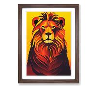 Lion Soviet Art Vol.3 Framed Print | A2 Walnut Framed Wall Art | Ready to Hang | Modern Animal Picture | Living Room Bedroom Lounge Office