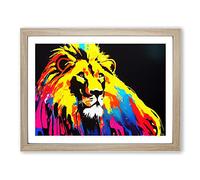 Lion Splash Vol.3 Abstract Framed Print | A4 Oak Framed Wall Art | Ready to Hang | Abstract Animal Picture | Living Room Bedroom Lounge Office