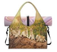 Lion Sports Duffel Bag for Women Men Animals Lion Weekend Overnight Bag with Shoe Compartment Shoulder Tote Luggage Bag for Yoga Gym Travel