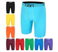 LION SPORTSWEAR Compression Shorts for Football & Sports - Multi-Purpose Base Layer for Men & Kids, Ideal for Gym, Training & Running - Aqua | Medium Adults