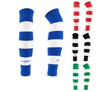 LION SPORTSWEAR Football Sock Sleeves To Accompany Grip Socks - Fits Over Calf/Shin Pads - Variety Of Colours To Match Your Team Kit (Royal Blue & White)