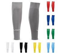 LION SPORTSWEAR Football Sock Sleeves To Accompany Grip Socks - Fits Over Calf/Shin Pads - Variety Of Colors To Match Your Team Kit (One size, Grey)