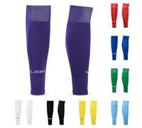 LION SPORTSWEAR Kids/Youth Football Sock Sleeves To Accompany Grip Socks - Fits Over Calf/Shin Pads - Variety Of Colors To Match Your Team Kit (Purple)