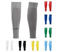 LION SPORTSWEAR Kids/Youth Football Sock Sleeves To Accompany Grip Socks - Fits Over Calf/Shin Pads - Variety Of Colors To Match Your Team Kit (Grey)