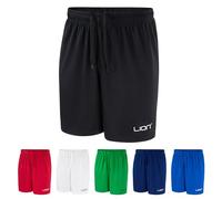 LION SPORTSWEAR Men's Football Shorts - Multi-Sport PE Teamwear - Unisex Kids & Adults Sizes - Breathable Athletic Fit | Black - L