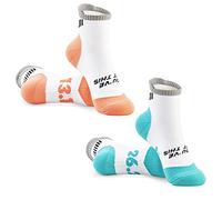 LION SPORTSWEAR Mens & Women's Motivational Running Racing Training Socks Pack of 2- Different Milestone Packs 5k, 10k, Half & Full Marathon (Women's Half & Full Marathon - Turquise/Peach)