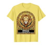 Lion Stained Glass Isaiah 41:10 Inspiring Bible Scripture T-Shirt, Men, Lemon Yellow, Small