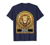Lion Stained Glass Isaiah 41:10 Inspiring Bible Scripture T-Shirt, Men, Navy Blue, 6X-Large