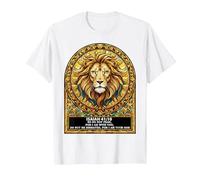 Lion Stained Glass Isaiah 41:10 Inspiring Bible Scripture T-Shirt, Men, White, 3X-Large