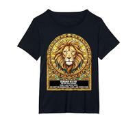 Lion Stained Glass Isaiah 41:10 Inspiring Bible Scripture T-Shirt, Women's Plus, Black, 4X