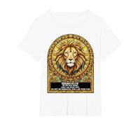 Lion Stained Glass Isaiah 41:10 Inspiring Bible Scripture T-Shirt, Women's Plus, White, 2X