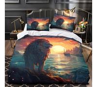 Lion Standing Quilt Cover 3D Design Printed Machine Washable 3 Pcs Bedding Set Zipper Duvet Cover Ultra Soft Hypoallergenic for Kids Adults Women Teens Youth Super king（260x220cm）