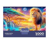 Lion Stands by A Magical Waterfall 1000 Piece Jigsaw Puzzle The Lion Educational & Challenging for Kids & Adults 52x38cm/1000pcs