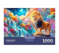 Lion Stands over A Waterfall at Dusk 1000 Piece Jigsaw Puzzle The Lion Perfect Birthday Present for Kids & Adults 38x26cm/1000pcs