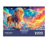 Lion Stands Under Cosmic Sky 1000 Piece Jigsaw Puzzle The Lion Recycled Cardboard, Brainteasing Game 70x50cm/1000pcs
