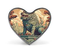 Lion Statue Button Pin Heart Shape Metal Lapel Pins Badges Personalized Pinback Button Badges Novelty Funny Enamel Pins Fashion Cute Heart Brooch Pin for Backpacks Jackets Bags