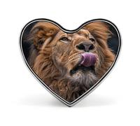 Lion Sticks Out Tongue Buttons Pin Memorial Boutonniere for Wedding Groom Bride, Customize Lapel Heart Pin for Christmas, Men Women Costume Decorative Fashionable Brooches