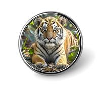 Lion Sticks Out Tongue Metal Lapel Pin, Lightweight, Durable, Fashionable Round Badge for Shirts, T-Shirts, Jackets, Big Tiger, Circular