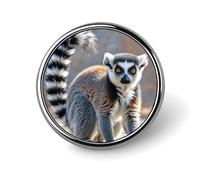 Lion Sticks Out Tongue Metal Lapel Pin, Lightweight, Durable, Fashionable Round Badge for Shirts, T-Shirts, Jackets, tailed Lemur, Circular
