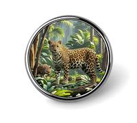 Lion Sticks Out Tongue Metal Lapel Pin, Lightweight, Durable, Fashionable Round Badge for Shirts, T-Shirts, Jackets, animal leopard print jungle, Circular