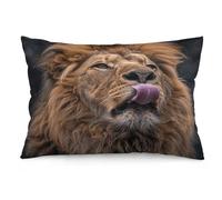 Lion Sticks Out Tongue Pillow Cover Flannel Lumbar Pillow Case Rectangle Decorative Soft Plush Pillowcase Modern Double Sided Pattern Cushion Covers for Home Office Sofa 12 "x20